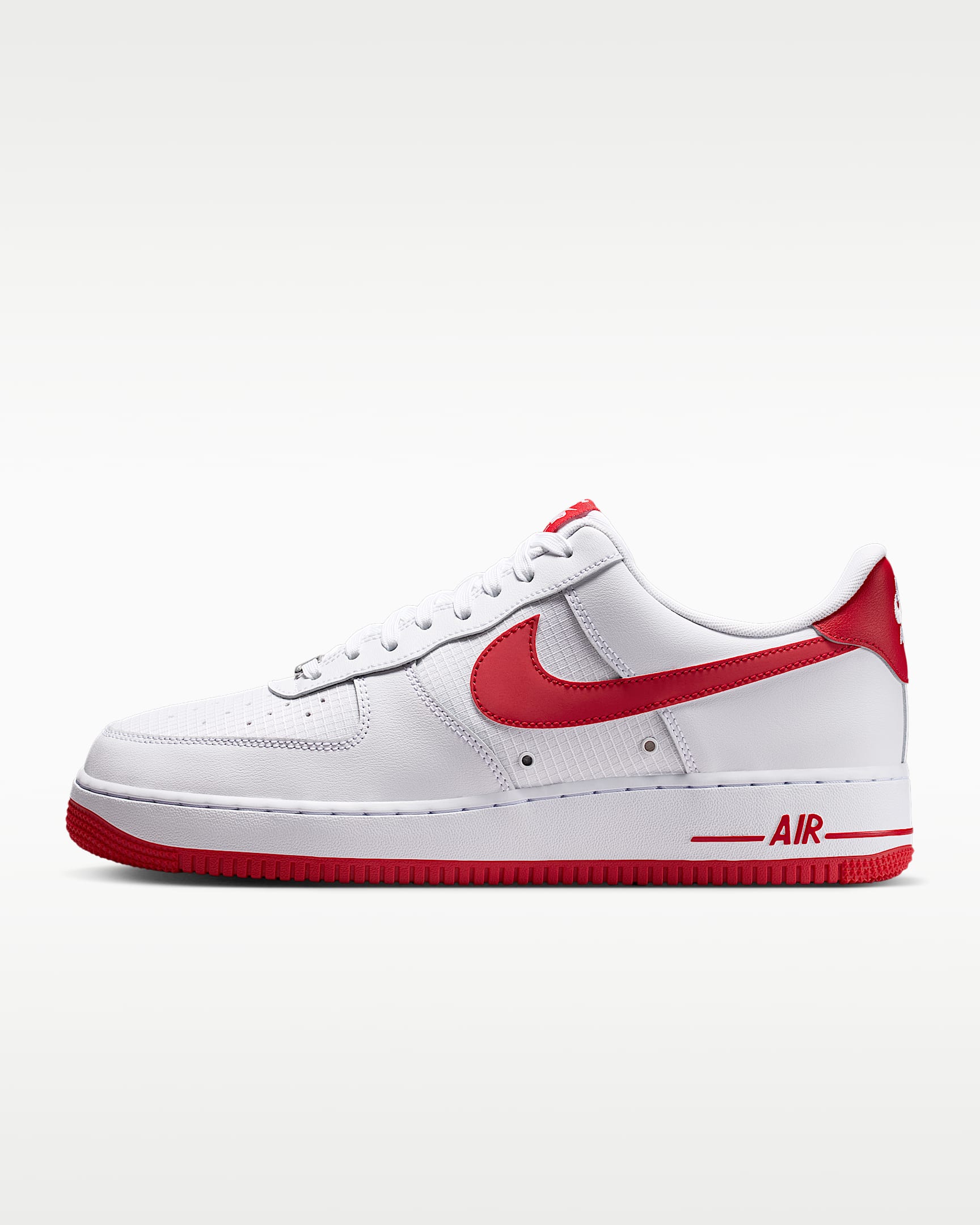 Nike Air Force 1 '07 White Red Swoosh Red Outsole Sneakers