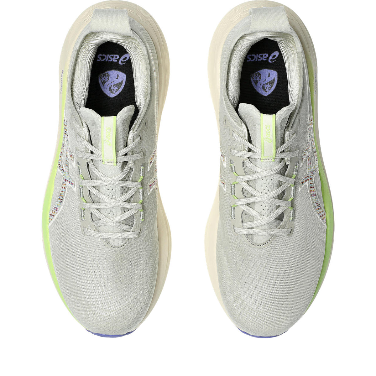 Asics Gel-Nimbus 28 – Light Gray/Multicolor Stitch Running Shoe